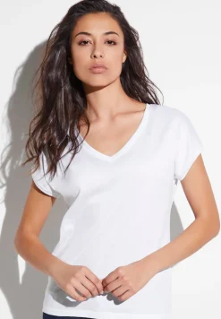 Sea Island|T-Shirts-Zimmerli Sea IslandT-Shirt à manches courtes col en V - white