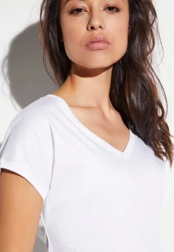 Sea Island|T-Shirts-Zimmerli Sea IslandT-Shirt à manches courtes col en V - white