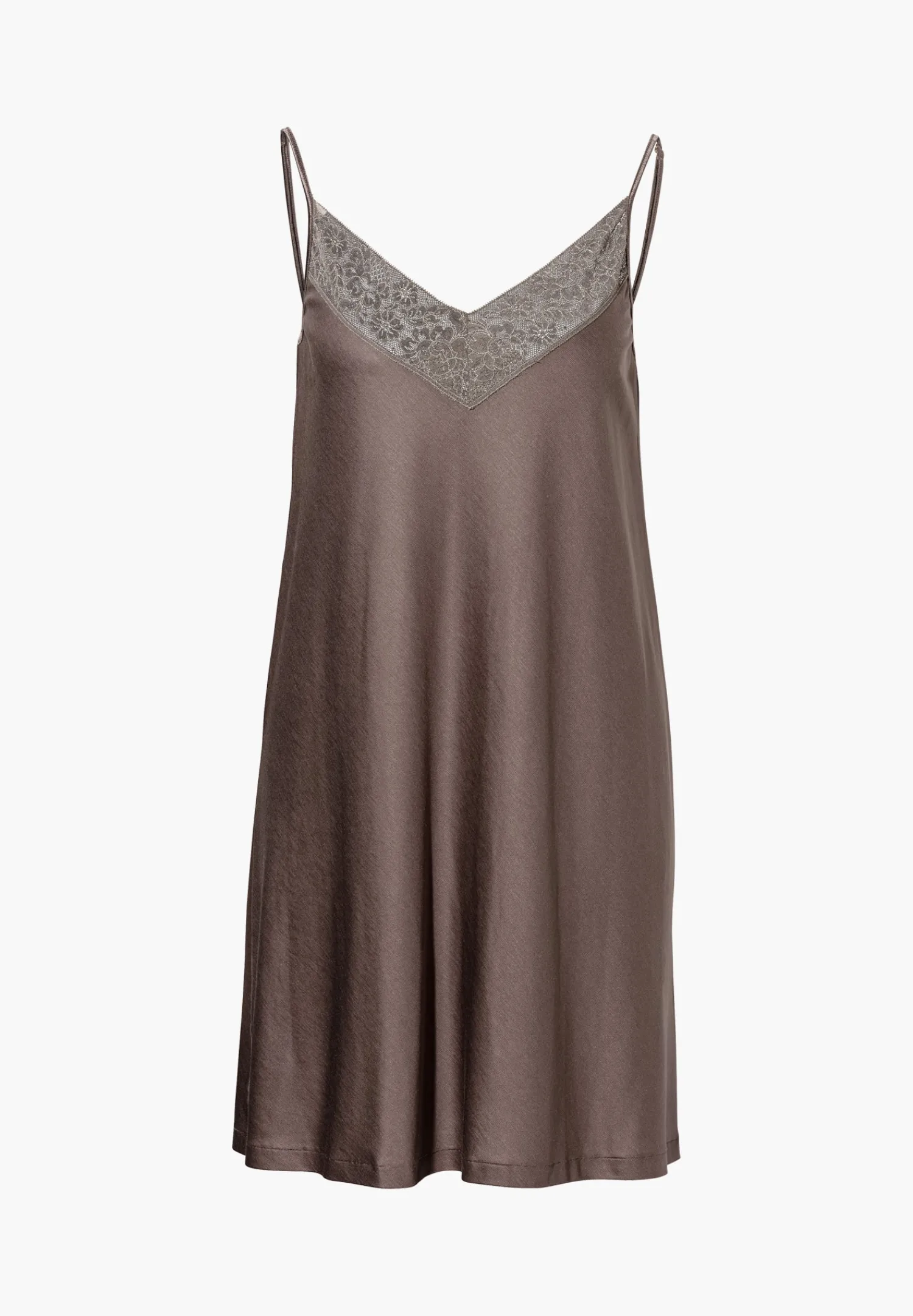 Chemises De Nuit-Zimmerli Silk DreamsChemise de nuit bretelles spaghetti - olive brown