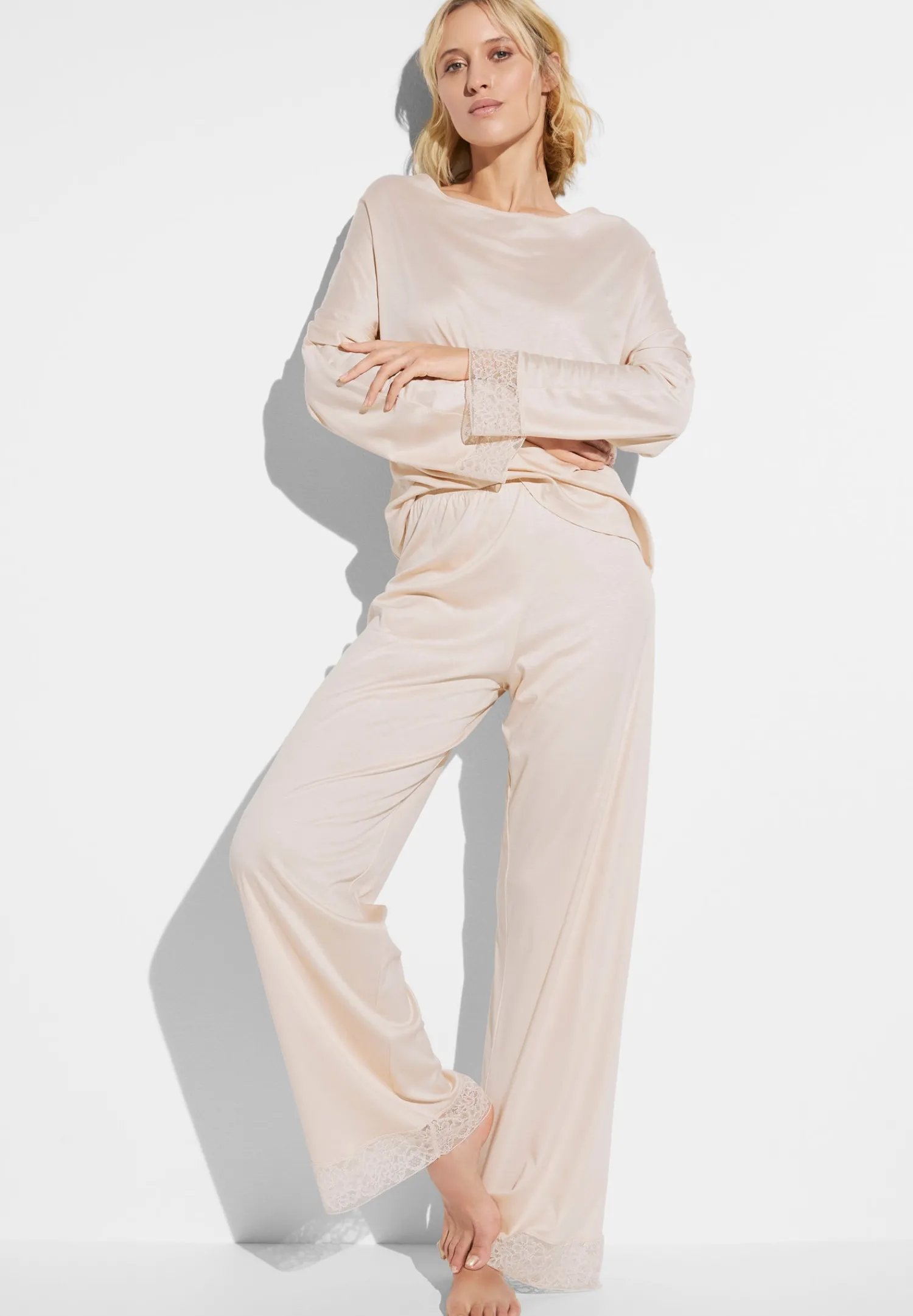 Pyjamas-Zimmerli Silk DreamsPyjama longues - vanilla