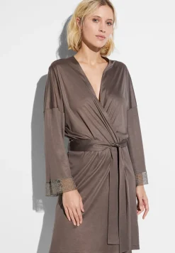 Peignoirs-Zimmerli Silk DreamsRobe de chambre courte - olive brown