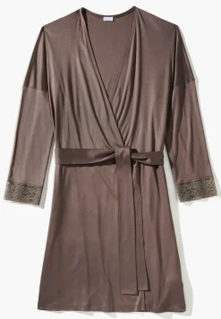 Peignoirs-Zimmerli Silk DreamsRobe de chambre courte - olive brown