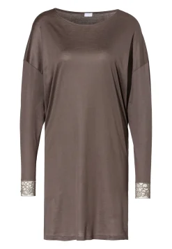 T-Shirts À Manches Longues|Chemises De Nuit-Zimmerli Silk DreamsTee-shirt de nuit manches longues - olive brown