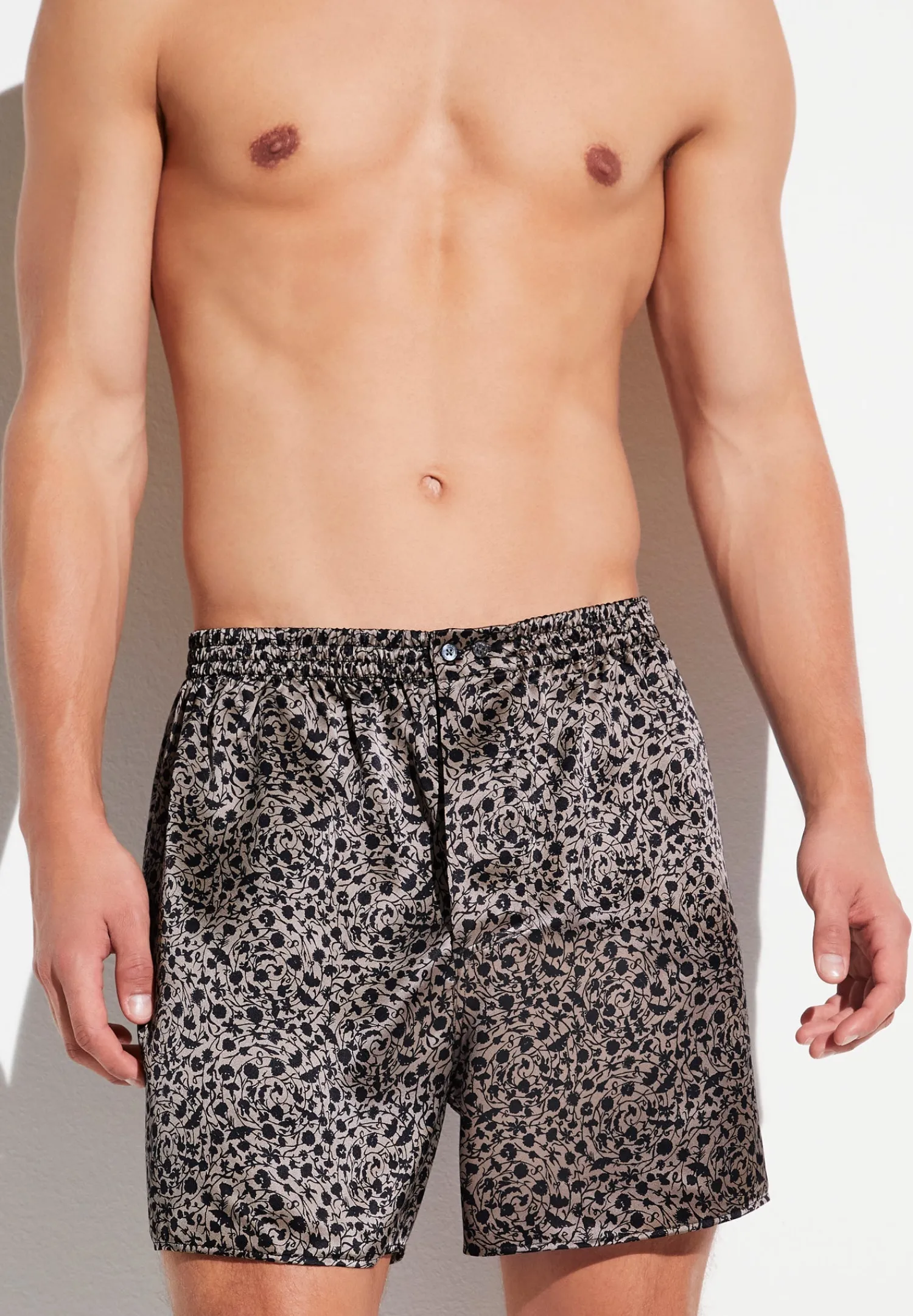 Silk Nightwear|Boxershorts-Zimmerli Silk NightwearBoxer Shorts - brown-black