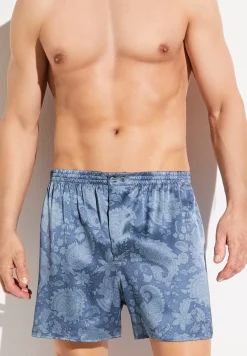 Silk Nightwear|Boxershorts-Zimmerli Silk NightwearBoxer Shorts - paisley blue