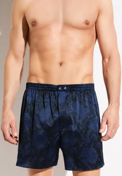 Silk Nightwear|Boxershorts-Zimmerli Silk NightwearBoxer Shorts - paisley dark blue