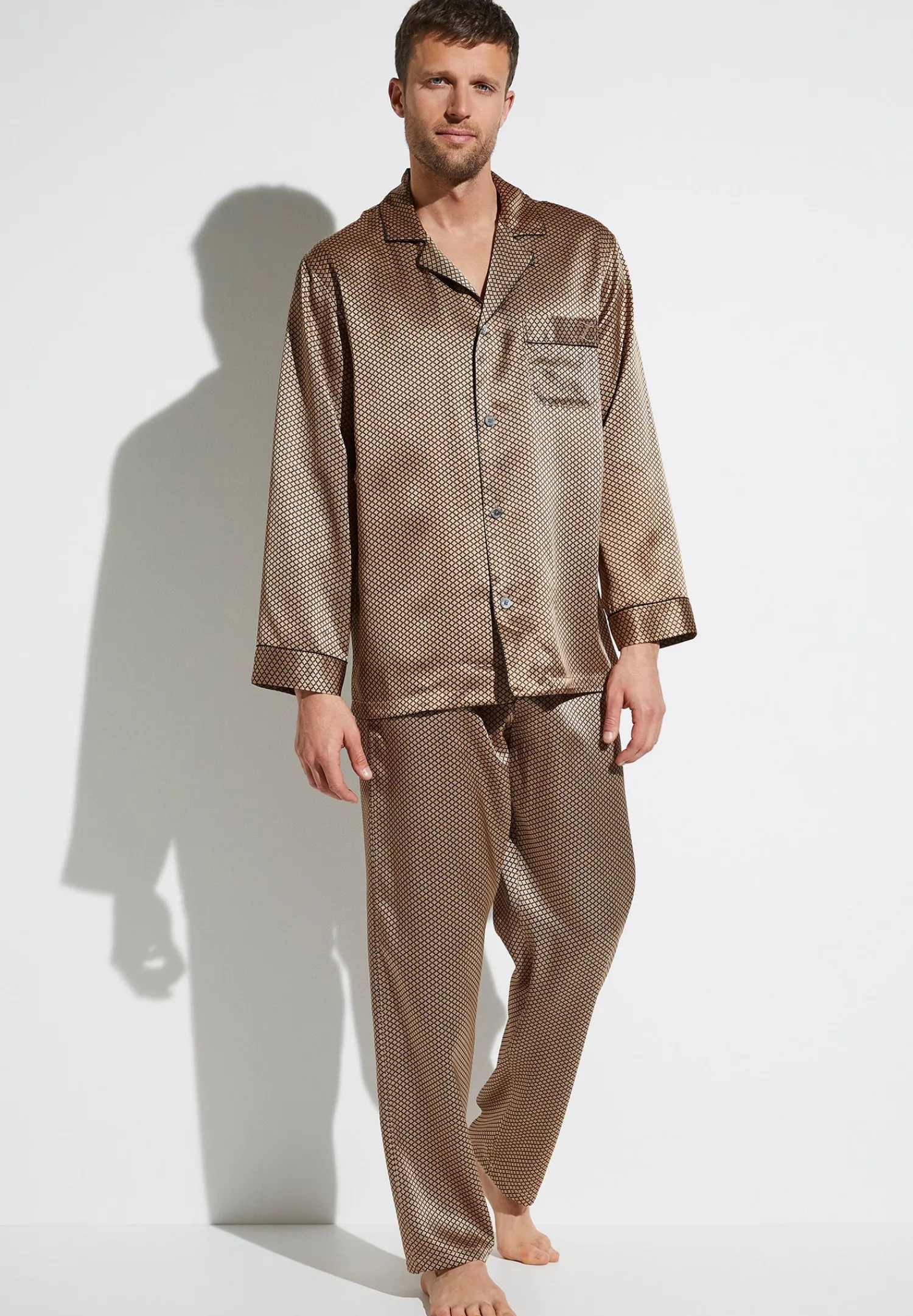 Silk Nightwear|Pyjamas-Zimmerli Silk NightwearPyjama longues - fantasy gold