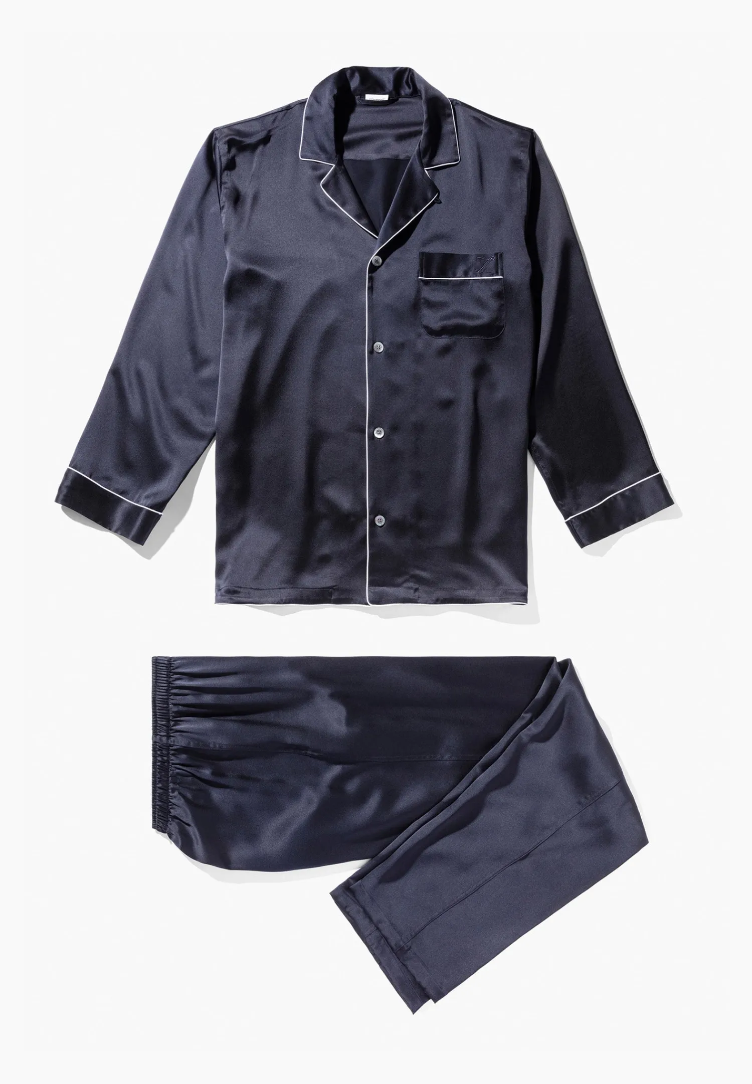 Silk Nightwear|Pyjamas-Zimmerli Silk NightwearPyjama longues - navy