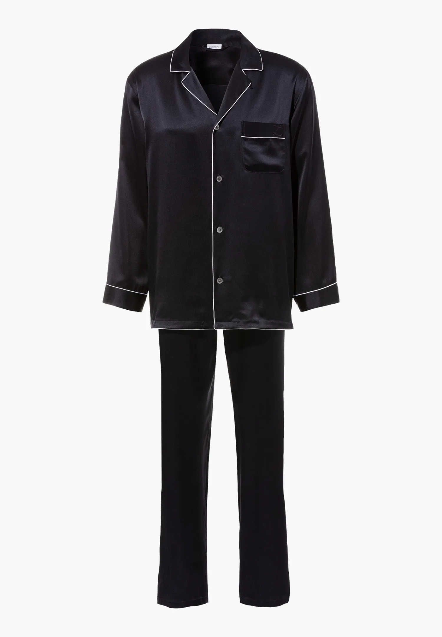 Silk Nightwear|Pyjamas-Zimmerli Silk NightwearPyjama longues - navy