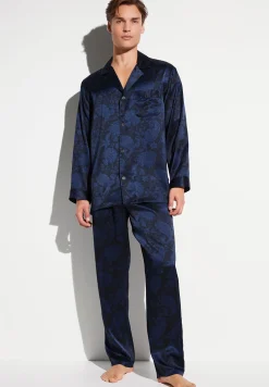 Silk Nightwear|Pyjamas-Zimmerli Silk NightwearPyjama longues - paisley dark blue