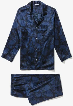 Silk Nightwear|Pyjamas-Zimmerli Silk NightwearPyjama longues - paisley dark blue
