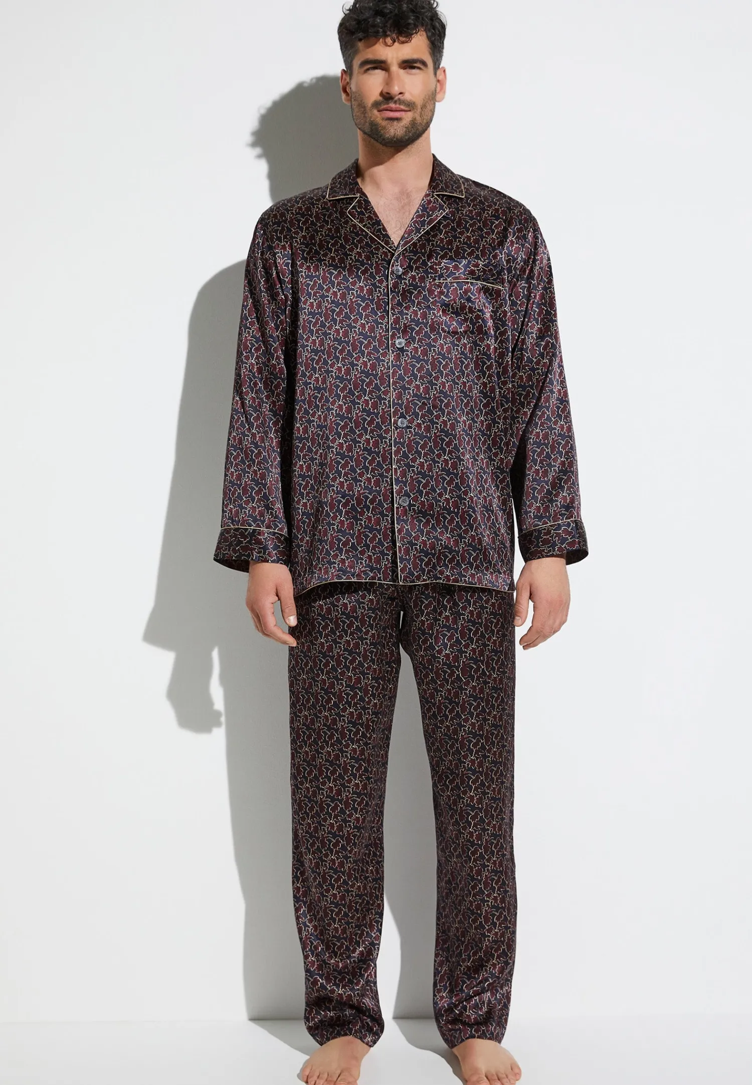 Silk Nightwear|Pyjamas-Zimmerli Silk NightwearPyjama longues - leaves