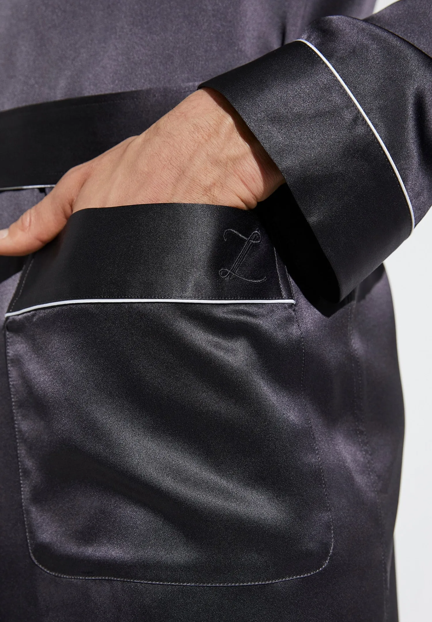 Silk Nightwear|Peignoirs-Zimmerli Silk NightwearRobe de chambre longue - anthrazit