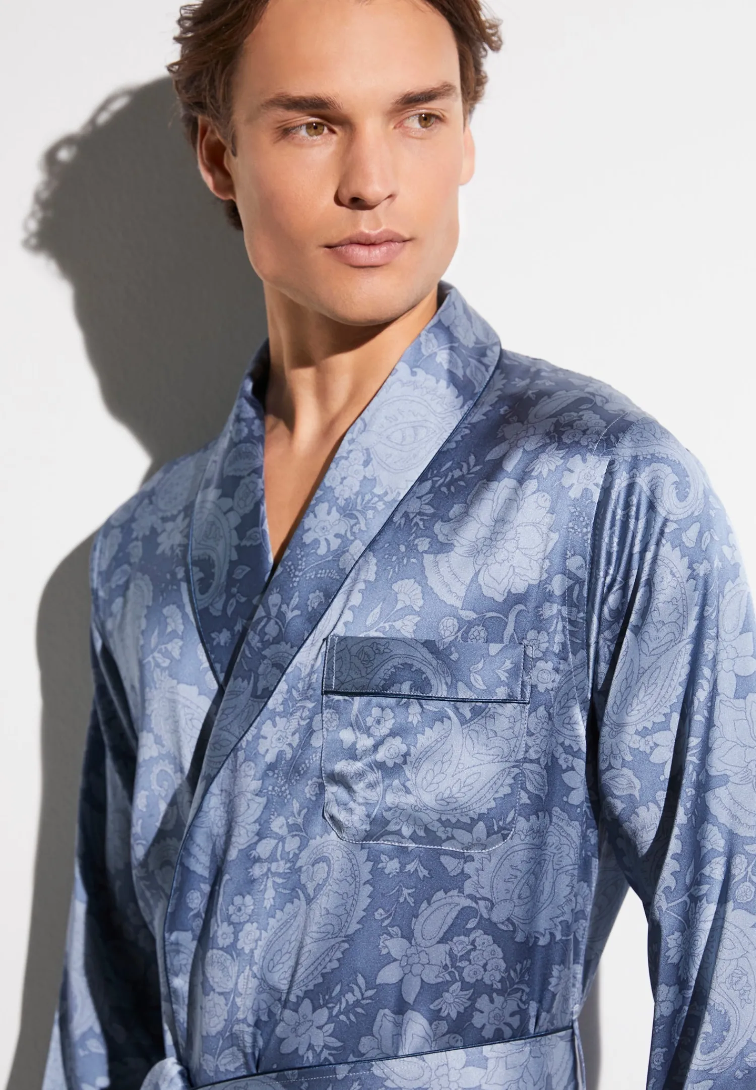 Silk Nightwear|Peignoirs-Zimmerli Silk NightwearRobe de chambre longue - paisley blue