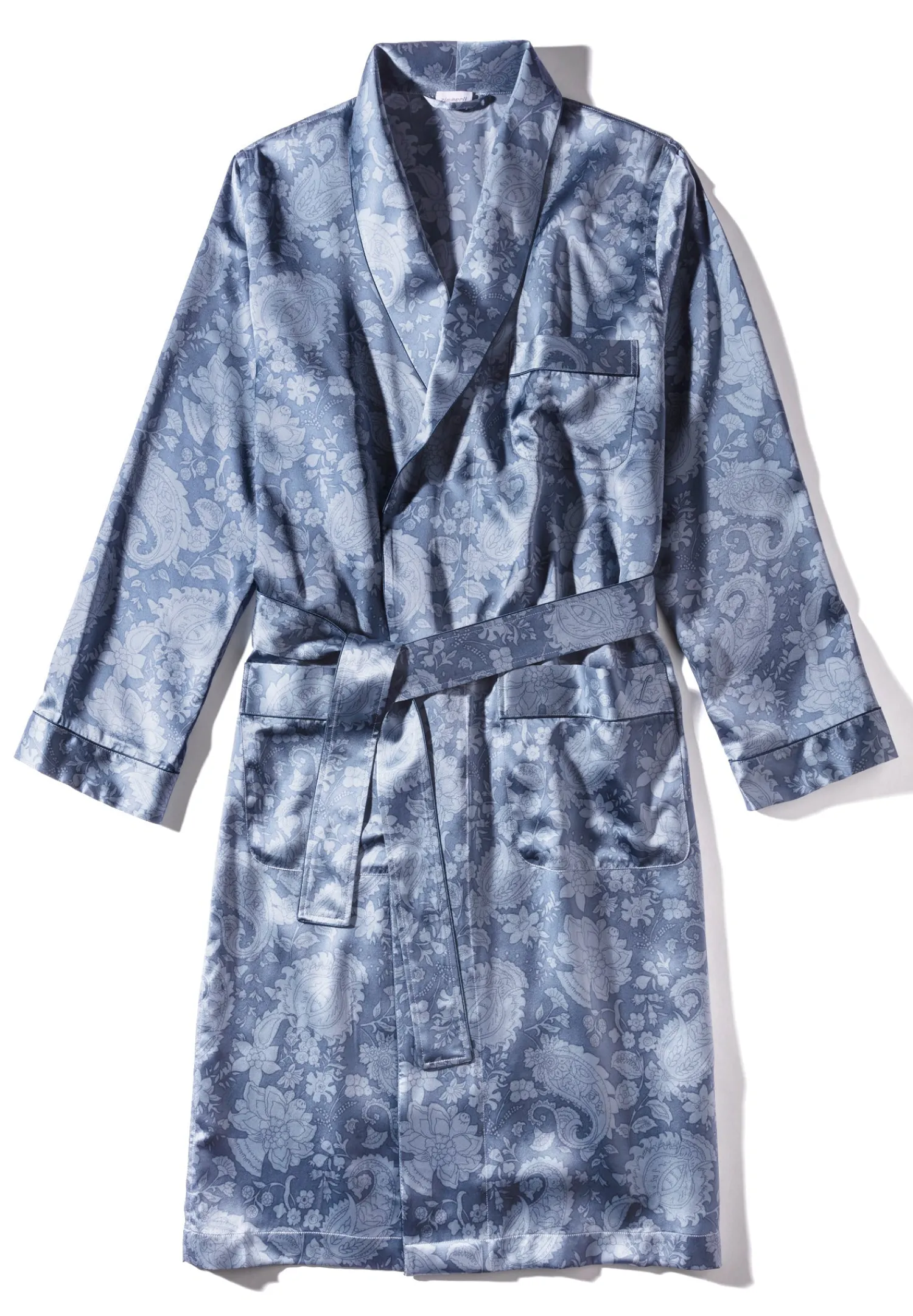 Silk Nightwear|Peignoirs-Zimmerli Silk NightwearRobe de chambre longue - paisley blue