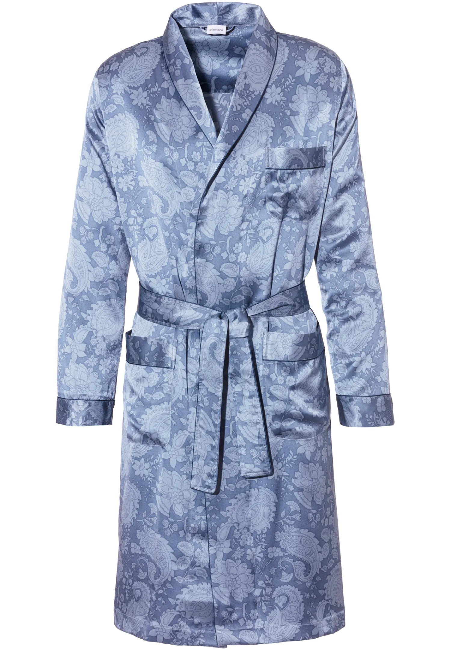 Silk Nightwear|Peignoirs-Zimmerli Silk NightwearRobe de chambre longue - paisley blue