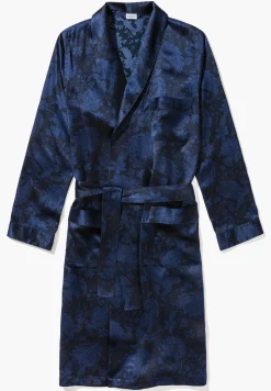 Silk Nightwear|Peignoirs-Zimmerli Silk NightwearRobe de chambre longue - paisley dark blue