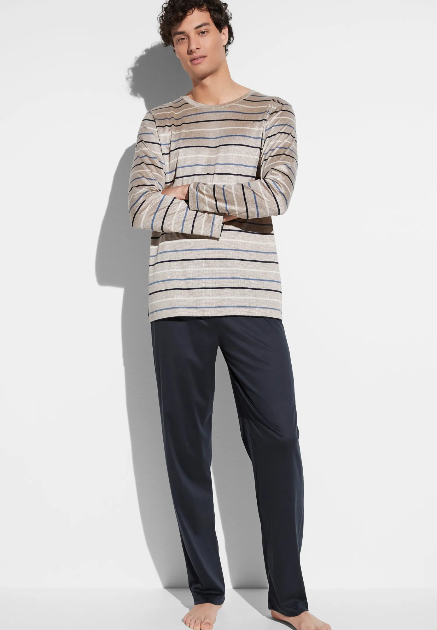 Pyjamas-Zimmerli Silk/Cotton Stripes X Sea IslandPyjama longues - teak