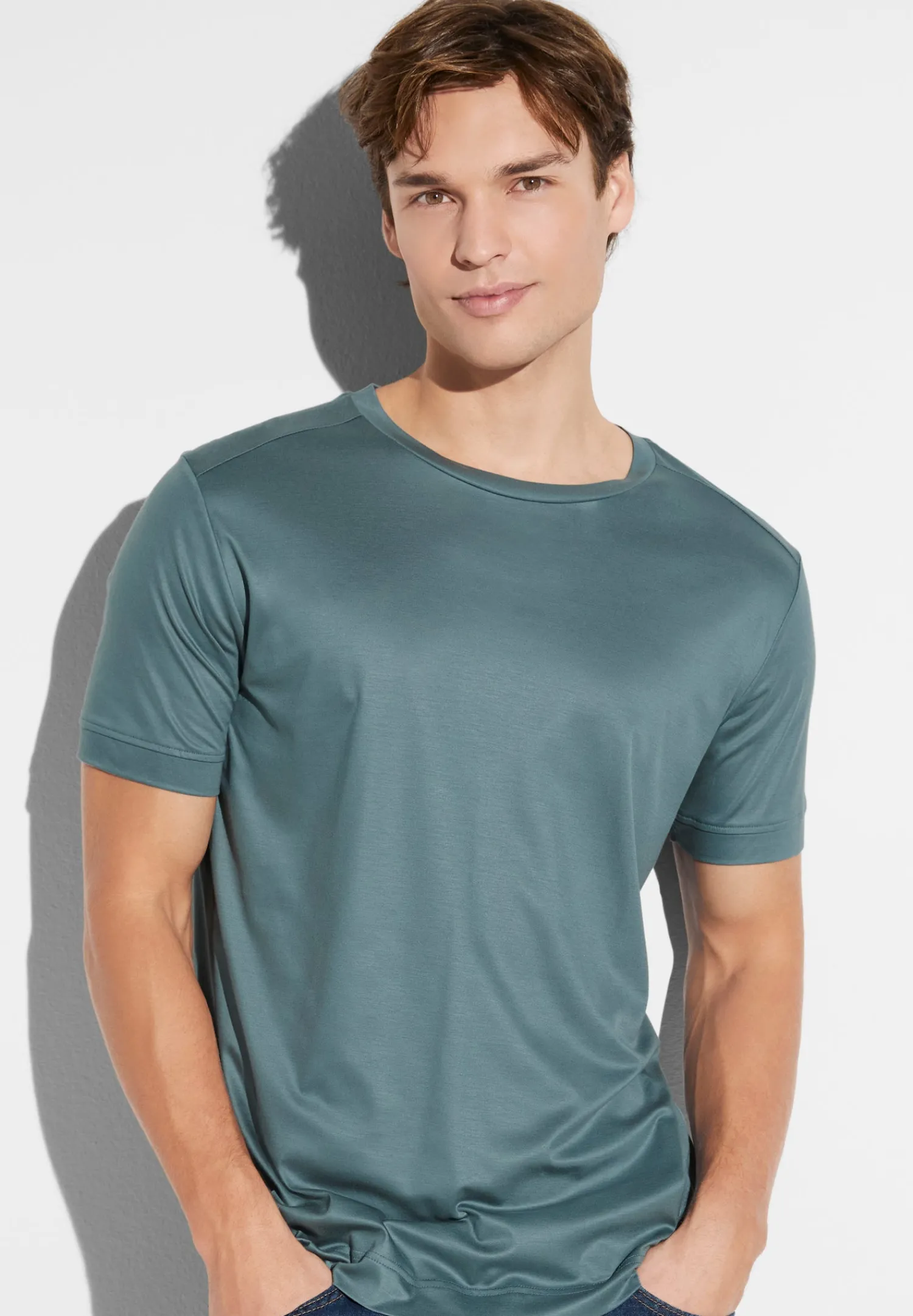 T-Shirts|T-Shirts-Zimmerli Sustainable LuxuryT-Shirt à manches courtes - jade