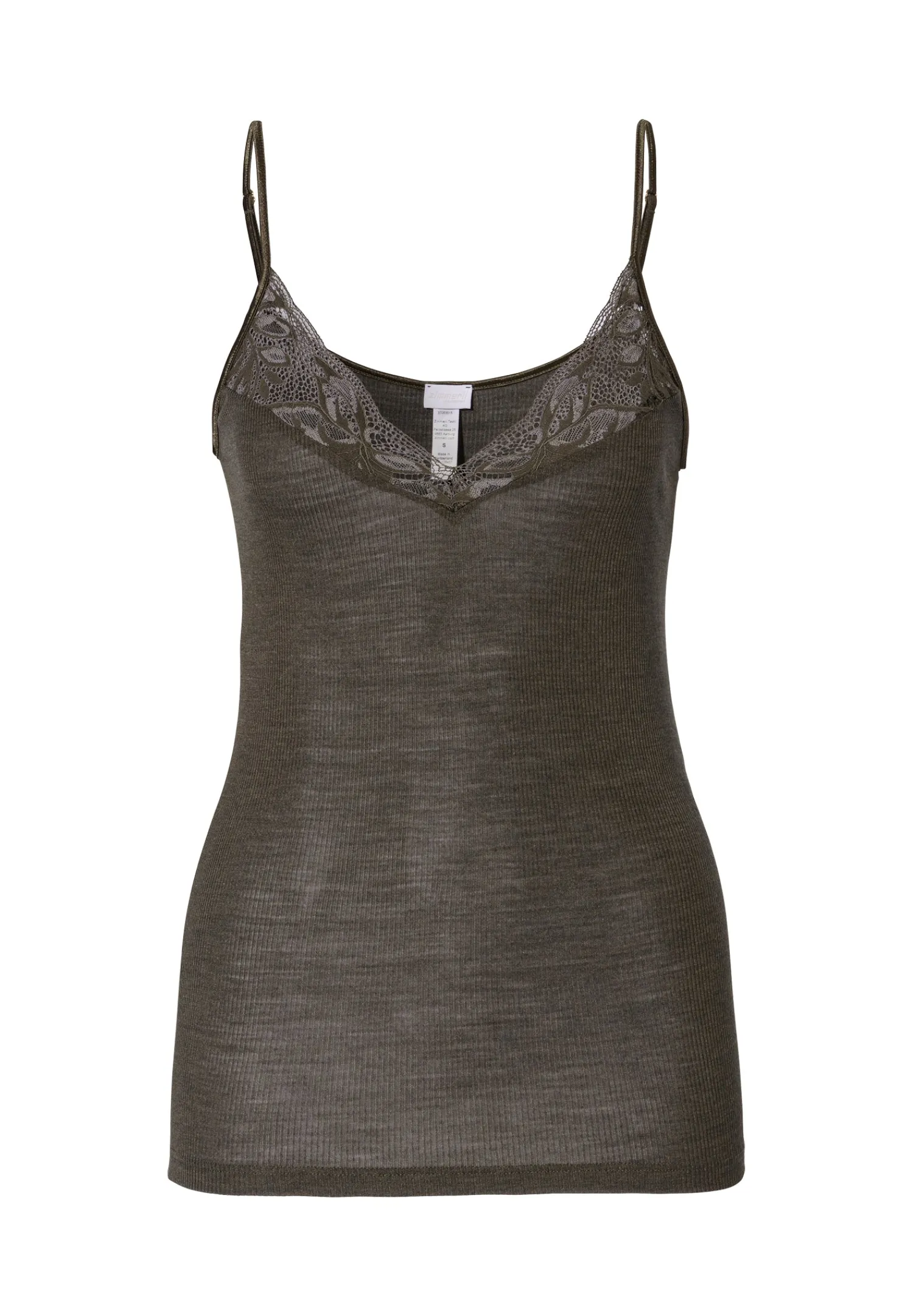 Wool & Silk|Tops Spaghettis-Zimmerli Wool & SilkSpaghetti Top - black olive