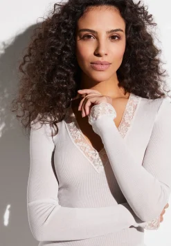 Wool & Silk|T-Shirts À Manches Longues-Zimmerli Wool & SilkT-Shirt à manches longues col en V - dove