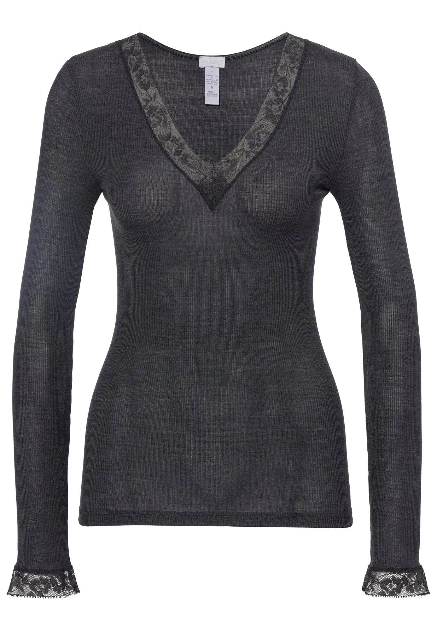 Wool & Silk|T-Shirts À Manches Longues-Zimmerli Wool & SilkT-Shirt à manches longues col en V - anthrazit