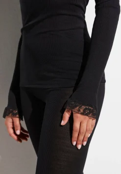 Wool & Silk|T-Shirts À Manches Longues-Zimmerli Wool & SilkT-Shirt à manches longues col en V - black