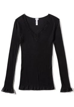 Wool & Silk|T-Shirts À Manches Longues-Zimmerli Wool & SilkT-Shirt à manches longues col en V - black