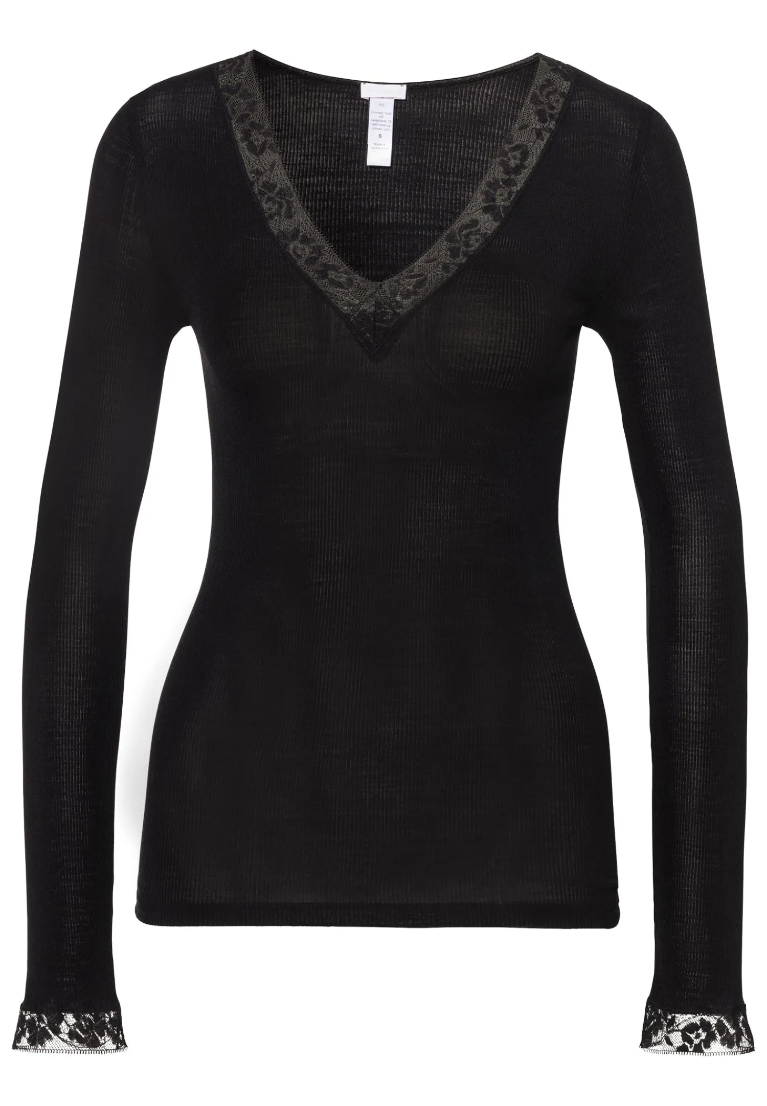 Wool & Silk|T-Shirts À Manches Longues-Zimmerli Wool & SilkT-Shirt à manches longues col en V - black