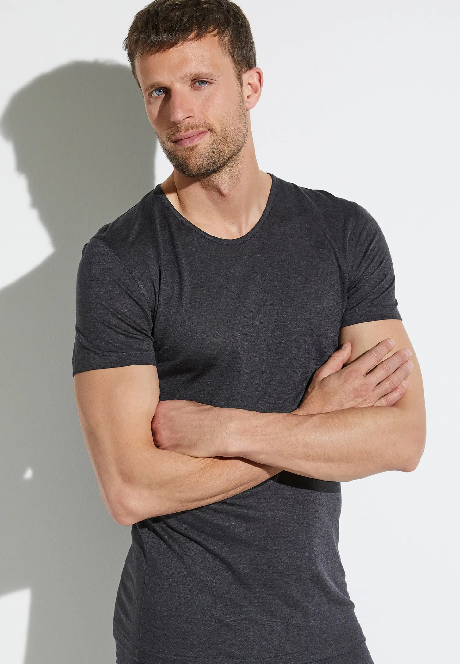 Wool & Silk|T-Shirts-Zimmerli Wool & SilkT-Shirt à manches courtes - charcoal