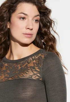 Wool & Silk|T-Shirts-Zimmerli Wool & SilkT-Shirt langarm - black olive