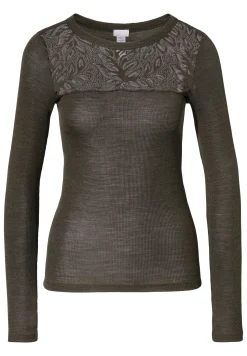 Wool & Silk|T-Shirts-Zimmerli Wool & SilkT-Shirt langarm - black olive