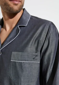 Woven Nightwear|Pyjamas-Zimmerli Woven NightwearPyjama longues - dark grey mélange